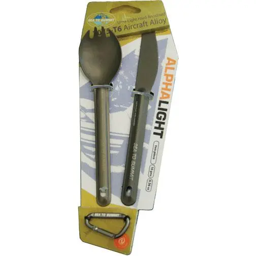 Alphalight Titanium Spork And Knife Combo – Ultralight Backcountry Utensil 1