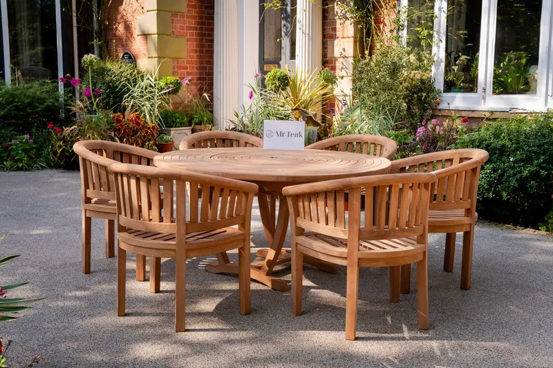 Ascot 6-Seat Teak Garden Dining Set With Table And Chairs 1