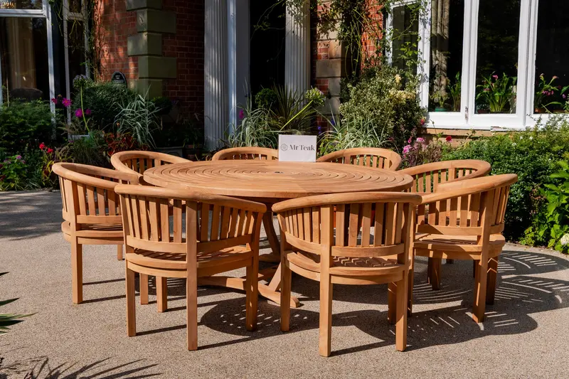 Ascot Eight-Seat Teak Outdoor Dining Table And Chair Set 1