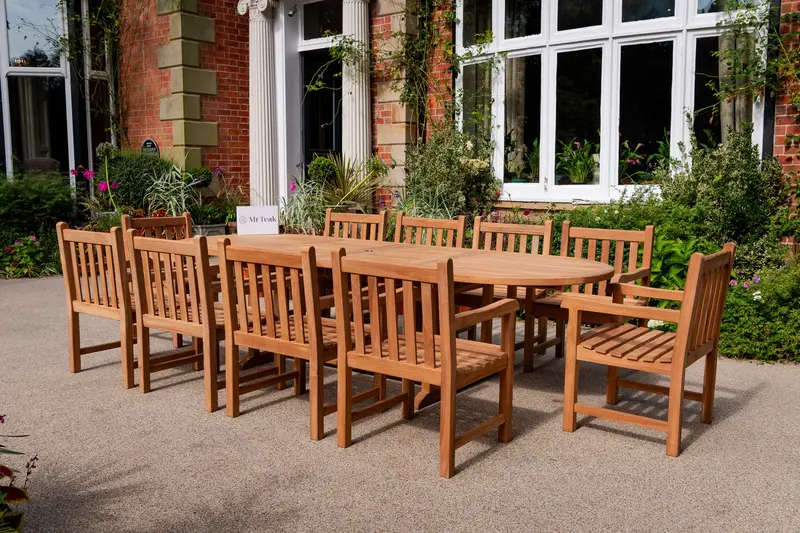 Beaulieu 10-Seat Teak Outdoor Dining Furniture Set 1