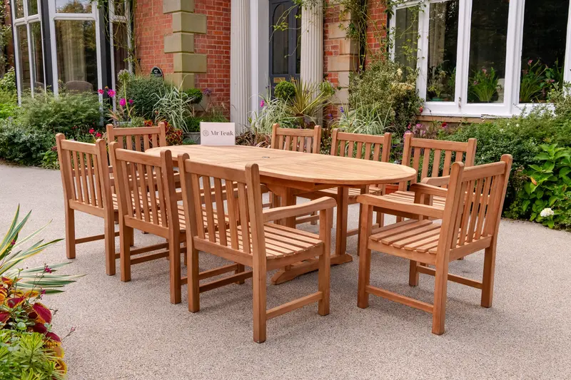 Beaulieu 8-Seat Teak Outdoor Dining Set With Chairs 1