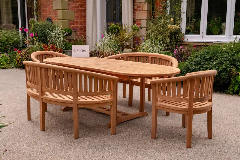Beverley Six-Person Teak Outdoor Garden Furniture Set 1