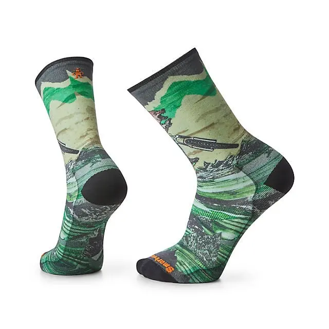 Bike Zero-Cushion Wolf-Print Crew Socks 1