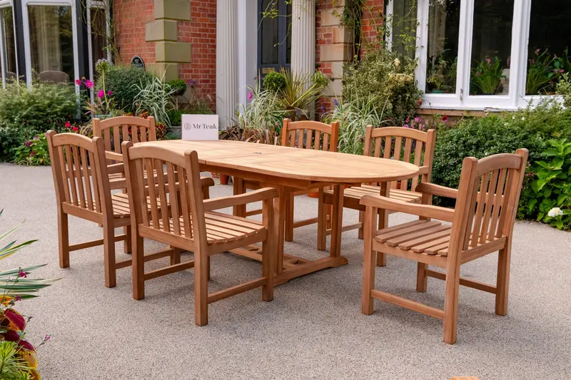 Blenheim Teak Outdoor Dining Set: 6-Seat Table With Chairs 1