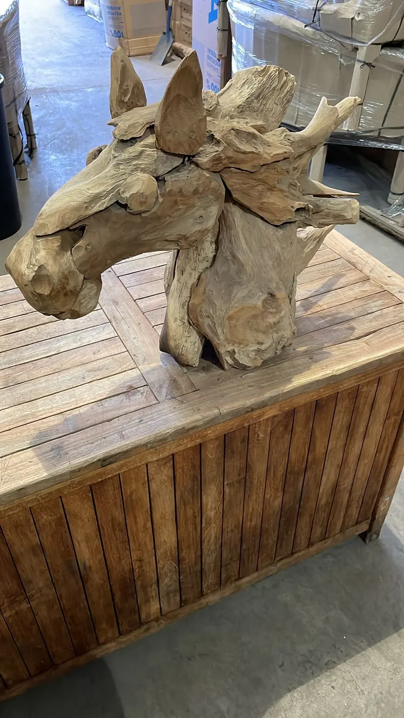 Driftwood Teak Horse Head – Small Sculptural Decor For Indoor Or Patio Use 1