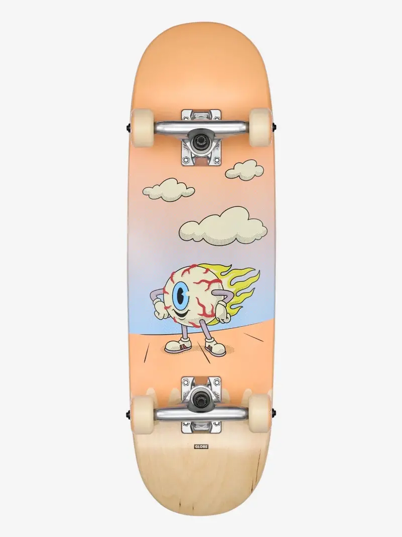 Globe Kids Wide Mini Complete Skateboard – 7.9", Flaming Eye Graphic For Beginners 1