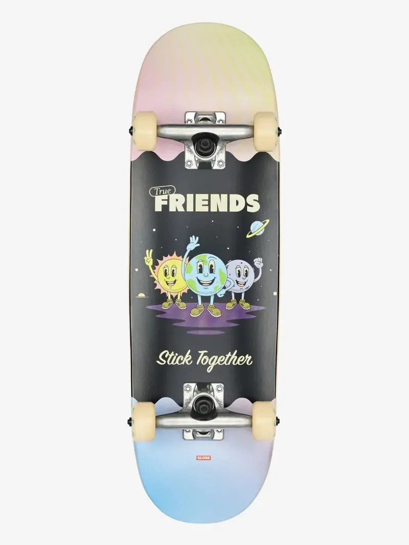 Globe Kids Wide Mini Complete Skateboard – 7.9", True Friends Edition For Youth Skaters 1