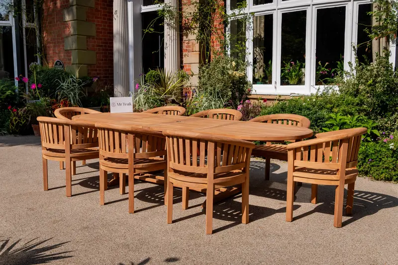 Grange 8-Person Teak Garden Dining Set With Table And Chairs 1