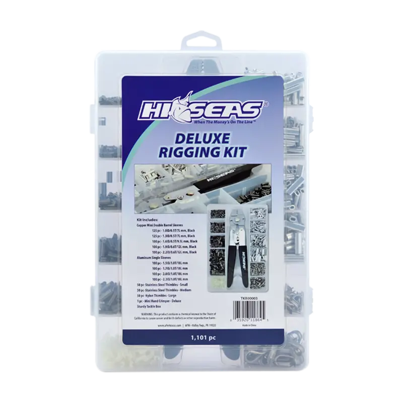 Hi-Seas Deluxe Rigging Kit – Copper Mini Double Barrel Sleeves + Crimping Tool 1
