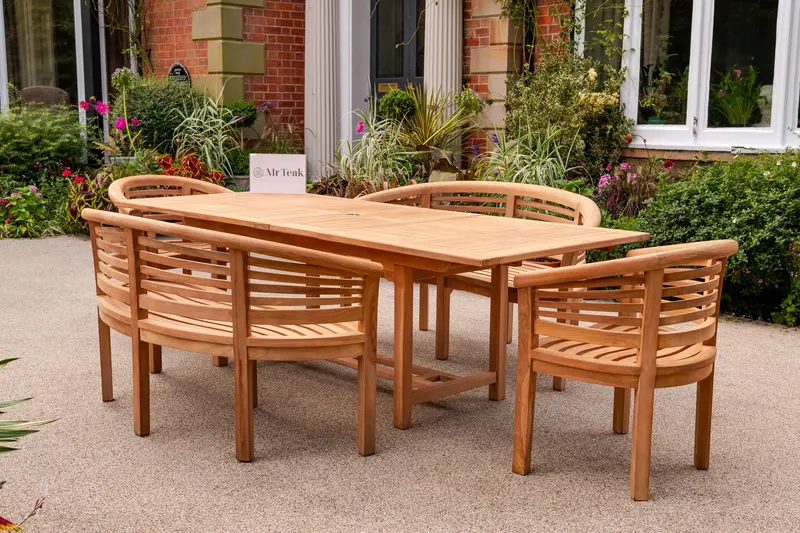 Kingston Six-Seat Teak Outdoor Dining Set With Table And Chairs 1