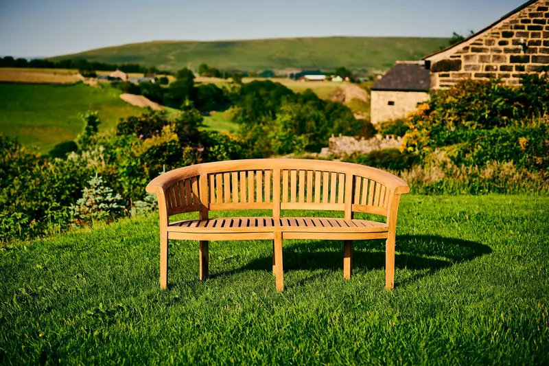 Longleat Banana 3-Seat Extra-Thick Teak Garden Bench 1