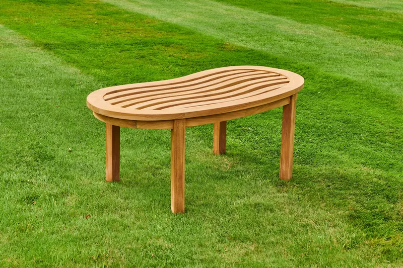 Longleat Wave Teak Coffee Table – Modern Outdoor Accent Table 1