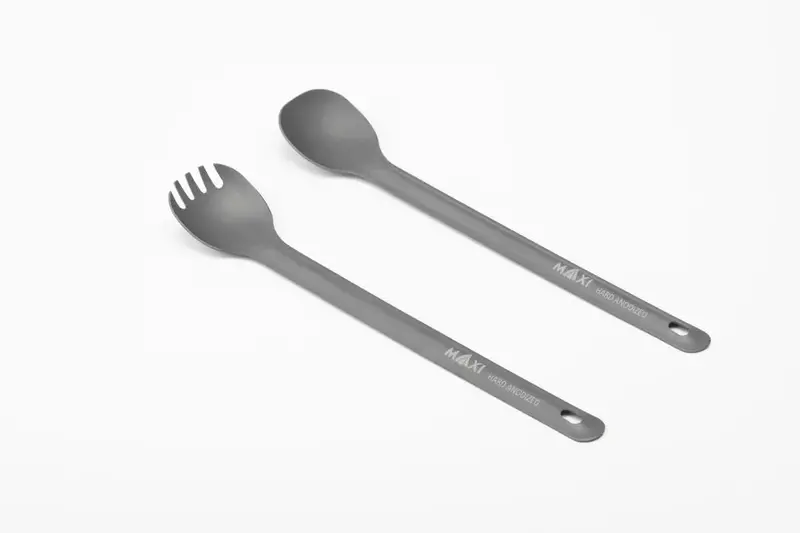 Maxi Hard-Anodized Aluminum Long-Handle 2-Piece Utensil Set – Ergonomic Backcountry Tools 1