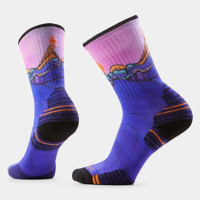 Men'S Hike Mountain Sunrise Graphic Crew Socks – Deep Navy 1