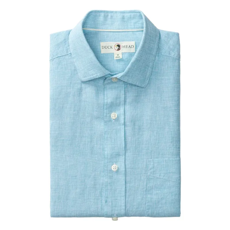 Men'S Lightweight Linen-Blend Plaid Long Sleeve Shirt 1