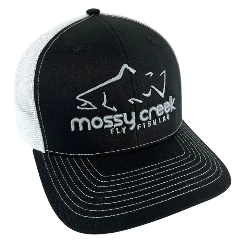 Mossy Creek Embroidered Trucker Hat – Black Base With White Logo 1