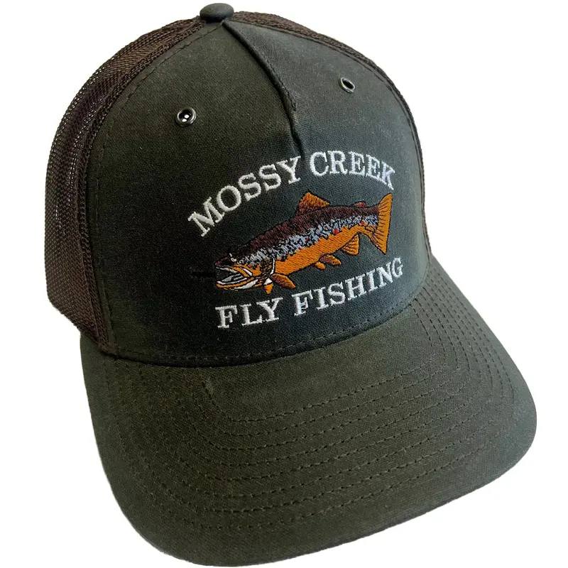 Mossy Creek Hawthorne Waxed Trucker Hat – Dark Olive & Coffee Finish 1