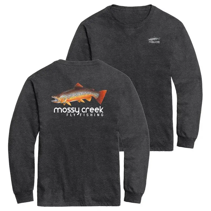 Mossy Creek Heather Black Long Sleeve Fishing Tee 1