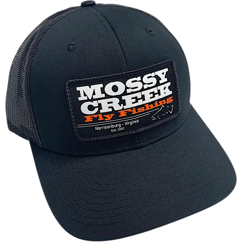 Mossy Creek Patch Trucker Hat – Black Embroidered Design 1