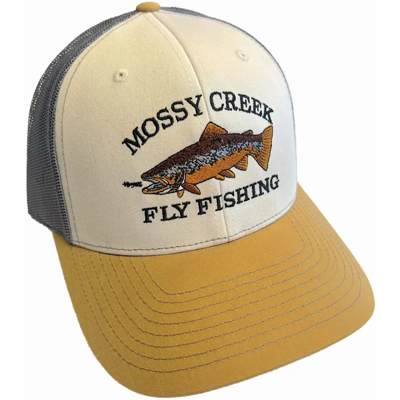 Mossy Creek Vintage-Style Trucker Cap – Beige, Charcoal & Amber Palette 1