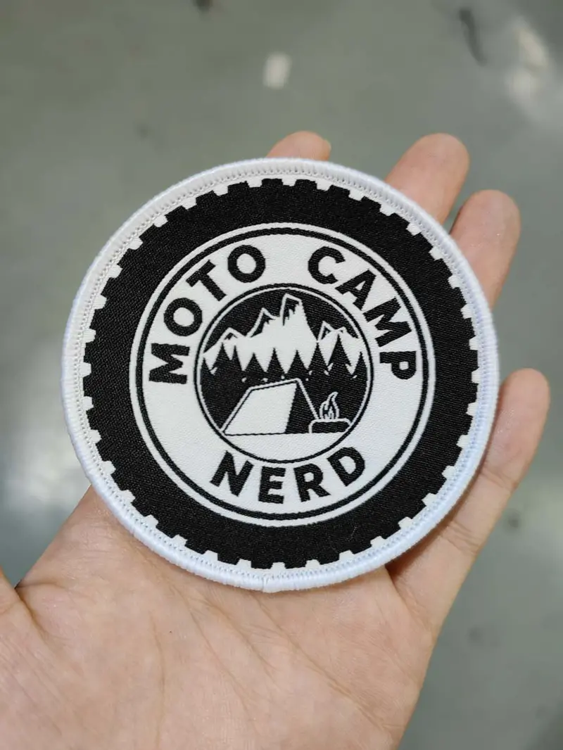 Moto Camp Nerd Woven Embroidered Patch – Adventure Motif 1