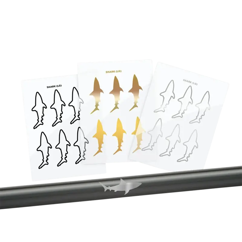 Mud Hole Shark Silhouette Decal Set – Bold Peel-And-Stick Rod Graphics 1