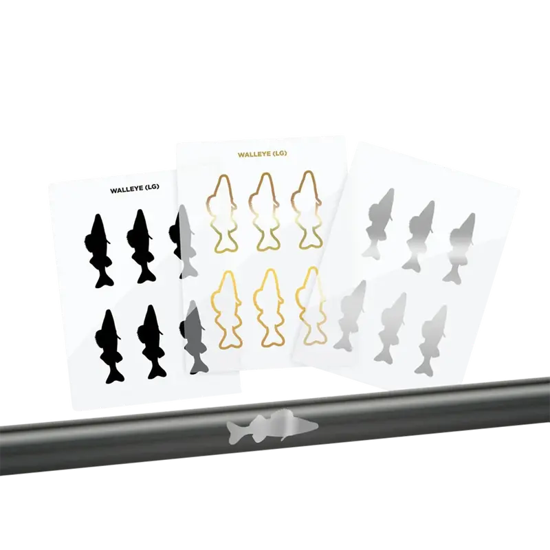 Mud Hole Walleye Silhouette Decal Set – Self-Adhesive Rod Graphics 1
