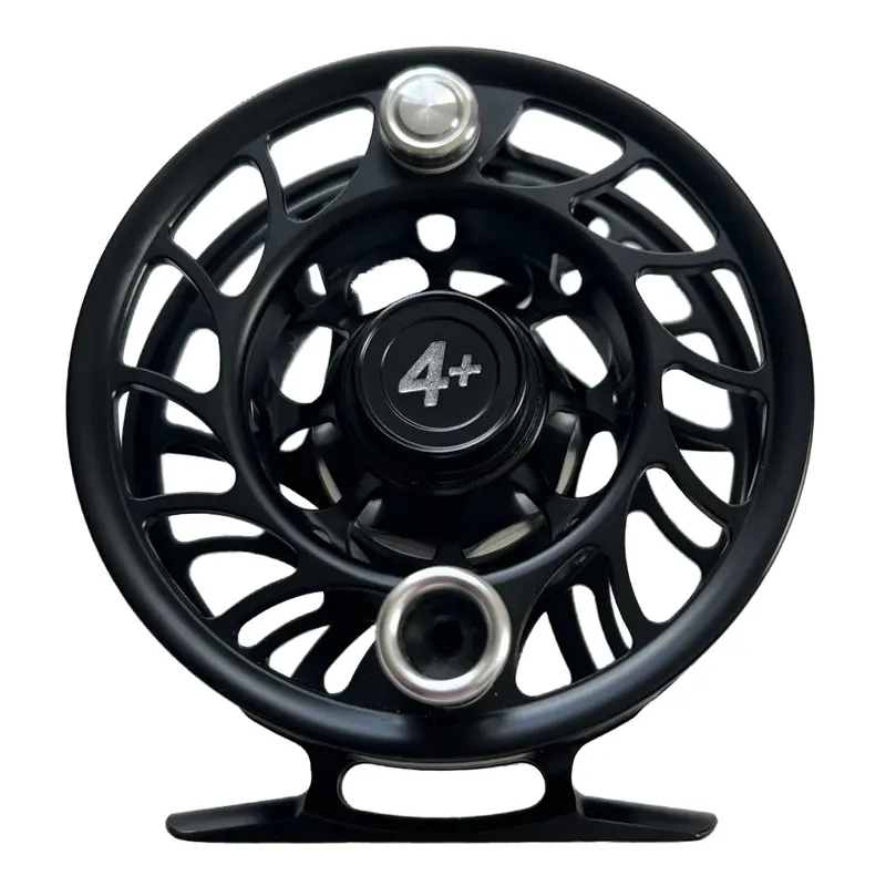 Refurbished Hatch Iconic 4+ Fly Reel – Black Finish, Large-Arbor Saltwater Reel 1