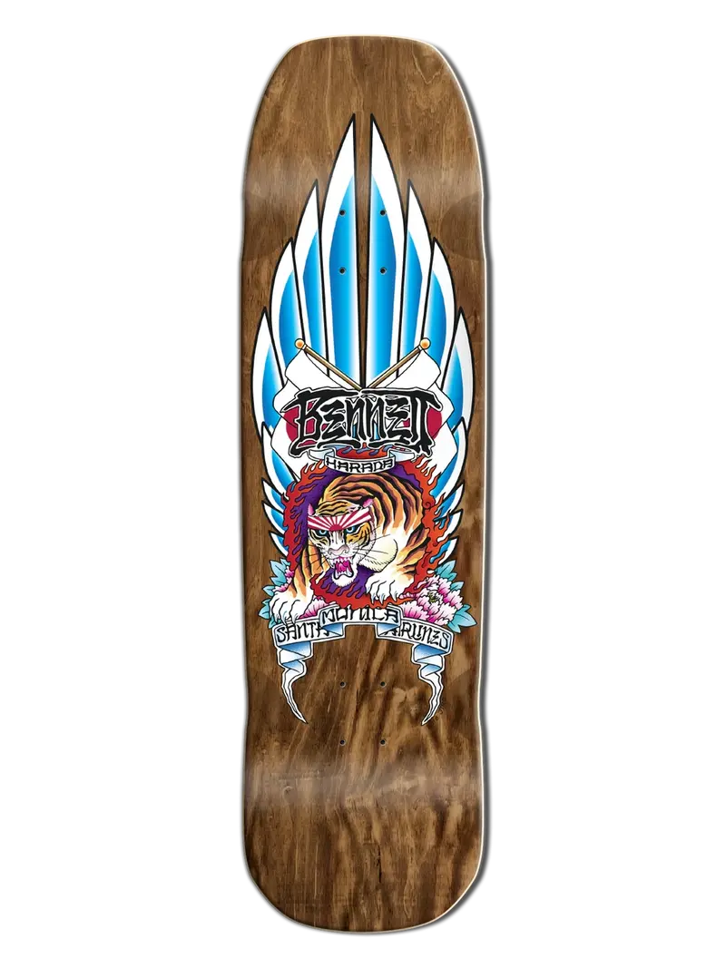 Santa Monica Airlines Brown Stain Skateboard Deck – 9" X 33", Bennet Tiger Harada Pro Model 1