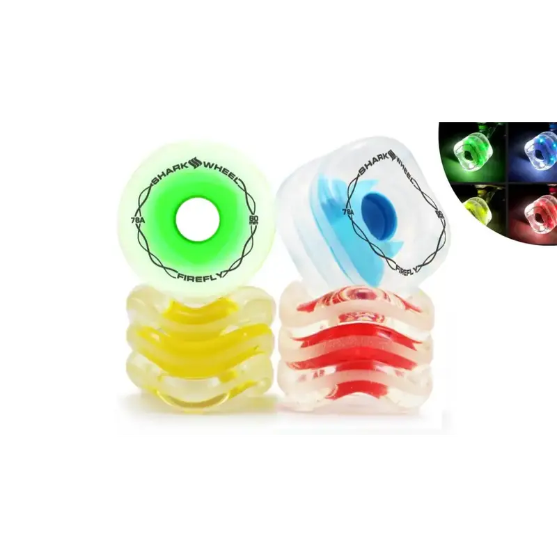 Shark Wheel 70Mm 78A Firefly Light-Up Skateboard Wheels With Bearings 1