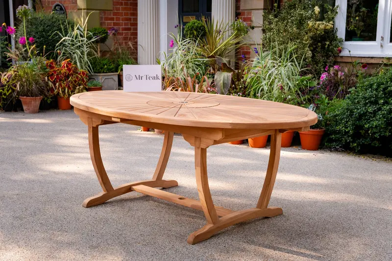 Sherringham Sunburst Oval Teak Dining Table 1