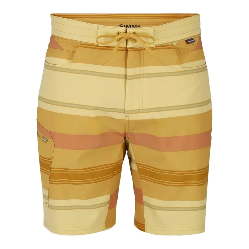 Simms Seamount Board Shorts – Amber Stripe Quick-Dry Swim & Fishing Shorts 1