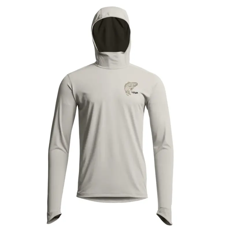 Sitka Radiant Graphic Sun Hoodie – Ivory With Redfish Print 1