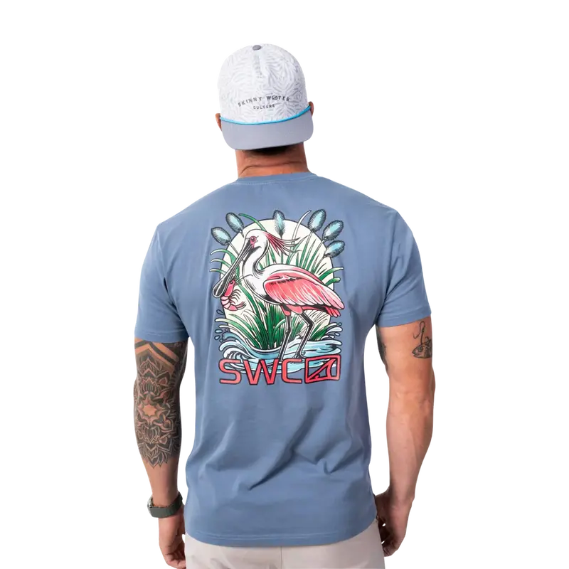 Skinny Water Culture Spoonbill Art T-Shirt 1