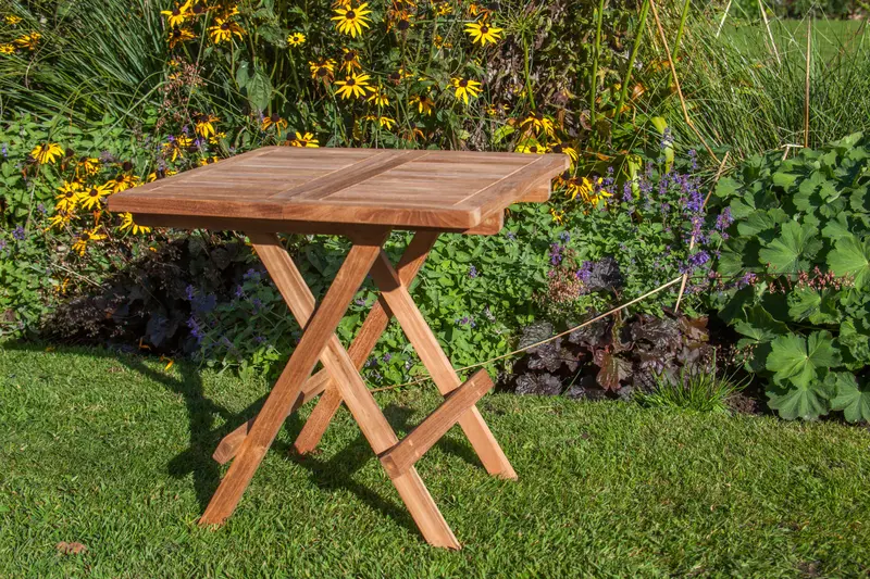 Tatton Folding Square Coffee Table – Compact, Teak-Finished Living Room Accent 1