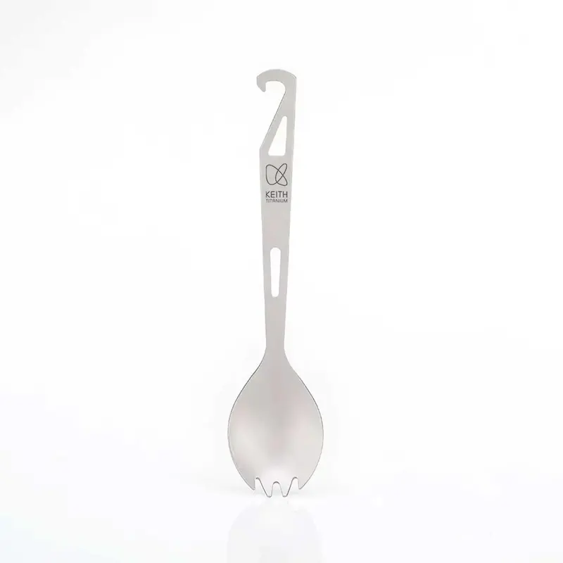 Titanium Spork With Integrated Bottle Opener – Ultralight Utensil 1
