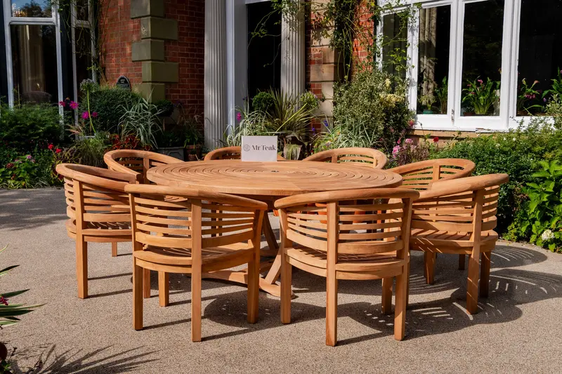 Windsor 8-Person Teak Outdoor Dining Set With Table 1
