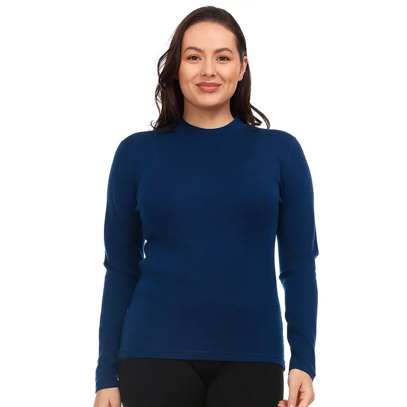 Women’S Midweight Merino Wool Mock Neck Top